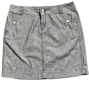 Tommy Hilfiger Denim Mini Skirt Blue White Polka Dot Pockets Size 4‎